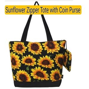 NWT Sunflower 🌻NGIL Canvas Tote Bag, 5🌟s beach pool  everyday. Zipper